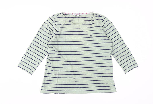 Crew Clothing Co. Women's Blue Striped T-Shirt, Size 12