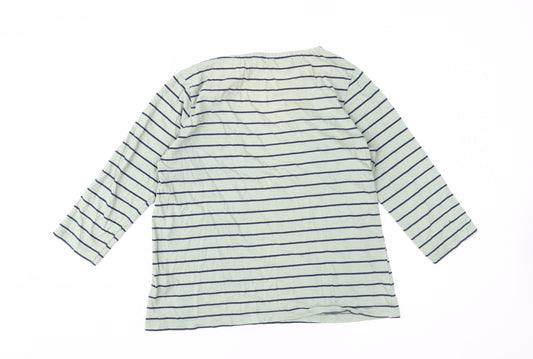Crew Clothing Co. Women's Blue Striped T-Shirt, Size 12