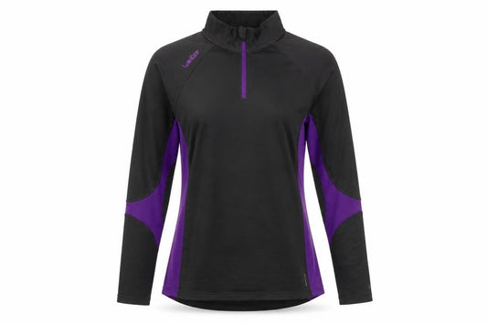 Wedze Women's Black/Purple 1/4 Zip Ski Pullover, Size 12