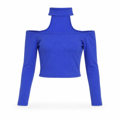 Womens UK Size XS Bershka Blue Cropped Blouse