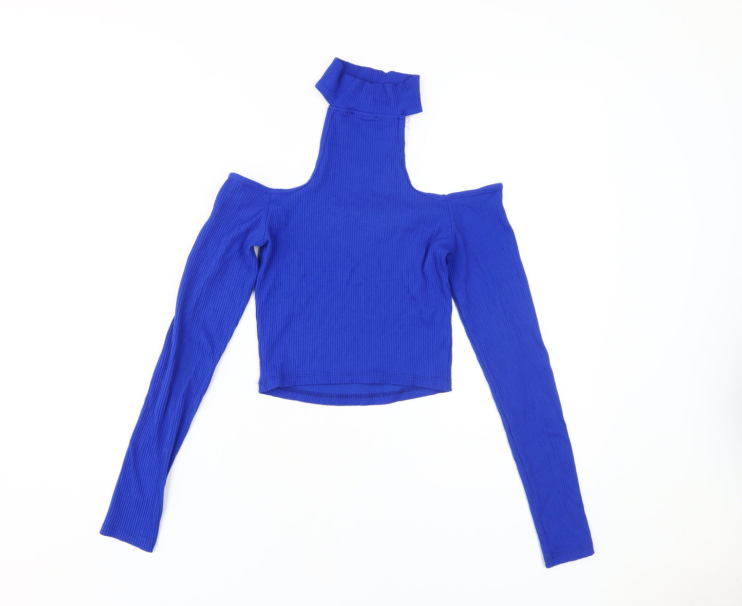 Womens UK Size XS Bershka Blue Cropped Blouse