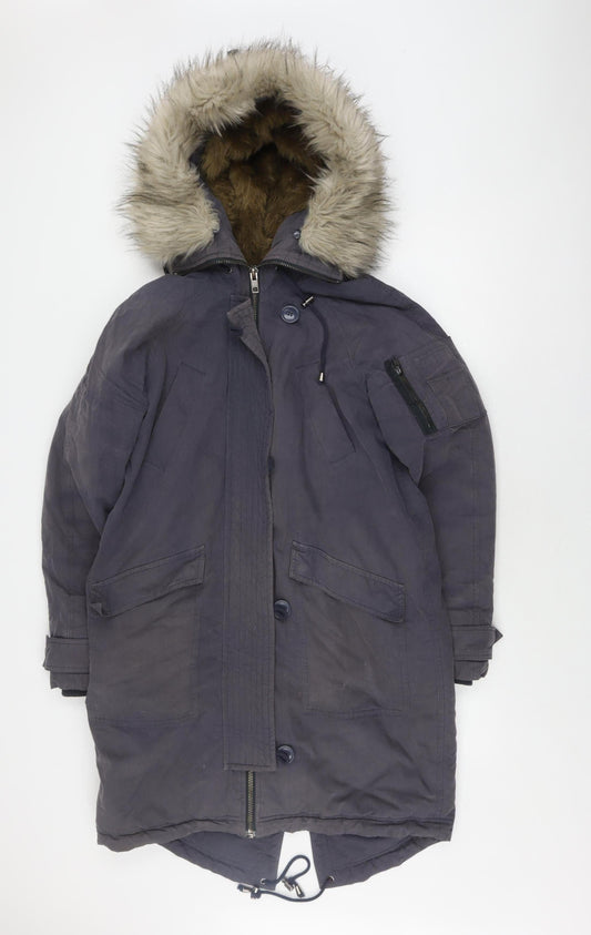 ASOS Men’s Black Parka Jacket, Size 38, Winter-Ready