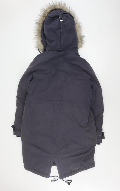 ASOS Men’s Black Parka Jacket, Size 38, Winter-Ready