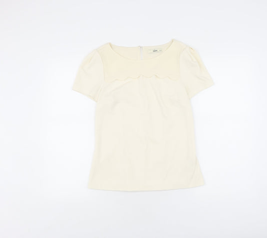 Womens UK Size 10 Oasis Ivory Basic Blouse