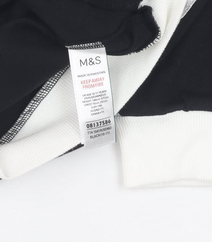 Marks and Spencer Girls Black Full Zip Jumper 10-11 Years