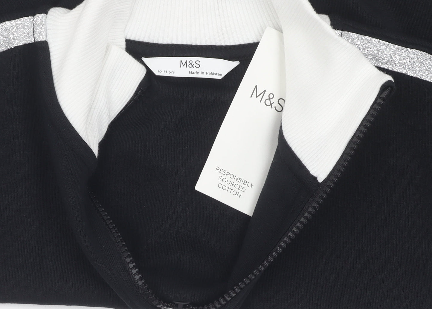 Marks and Spencer Girls Black Full Zip Jumper 10-11 Years