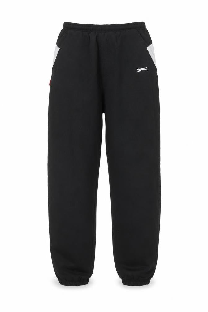 Front view of Slazenger girls’ black track pants, 13 years, activewear trousers