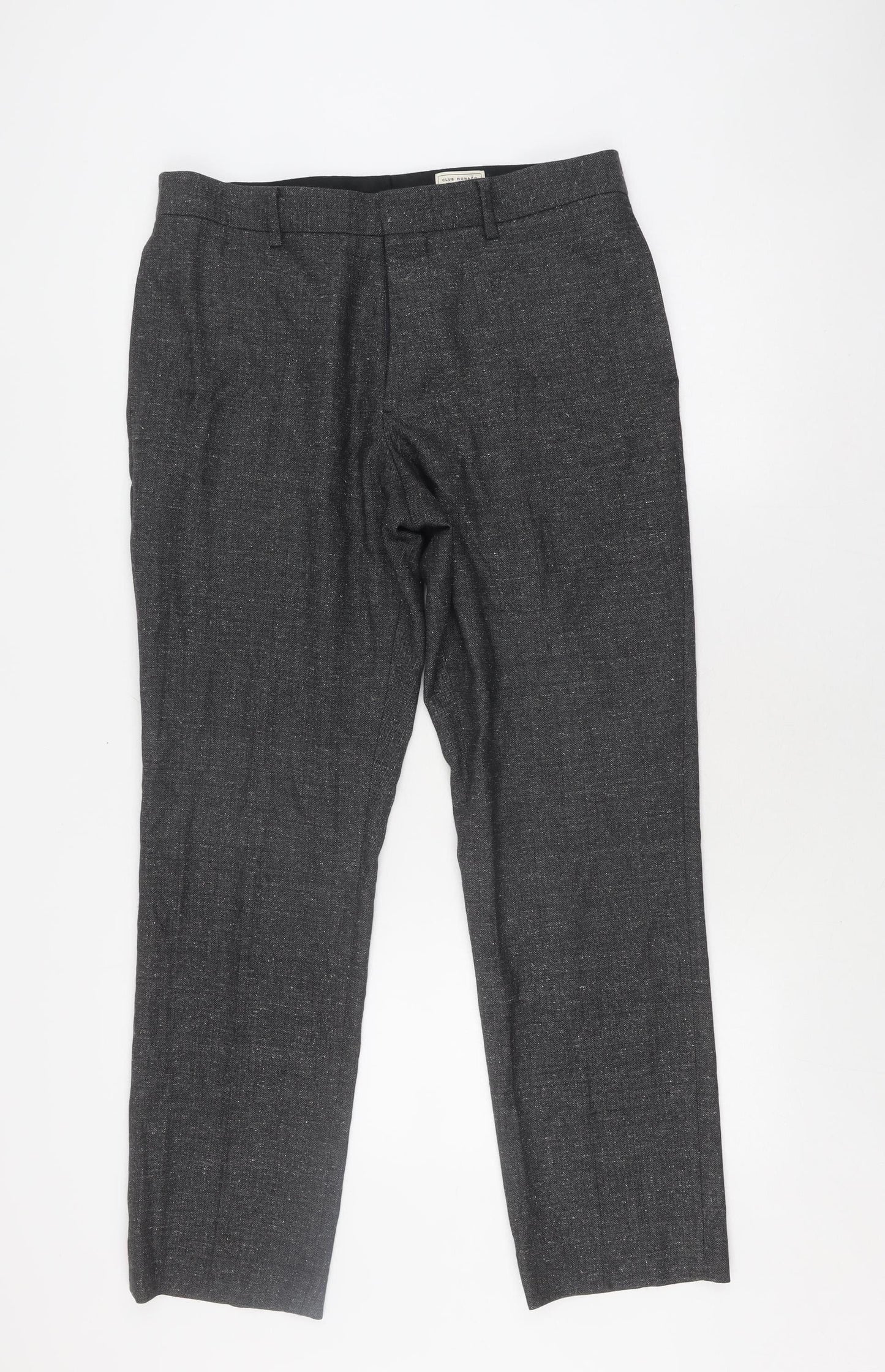 Mens UK Size 32 Club Monaco Classic Fit Formal Black Trousers