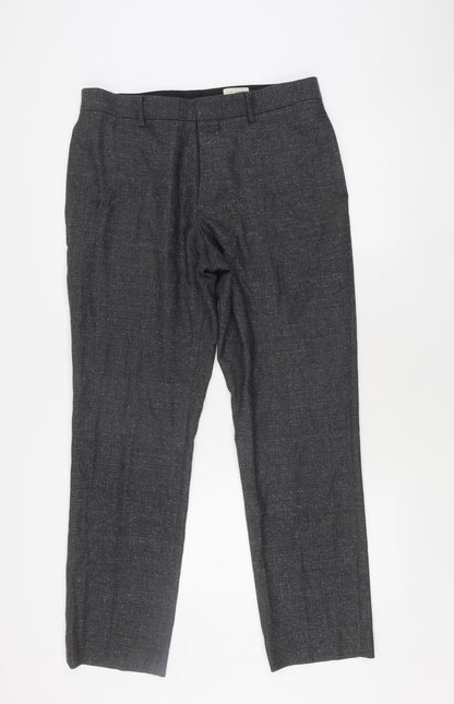 Mens UK Size 32 Club Monaco Classic Fit Formal Black Trousers