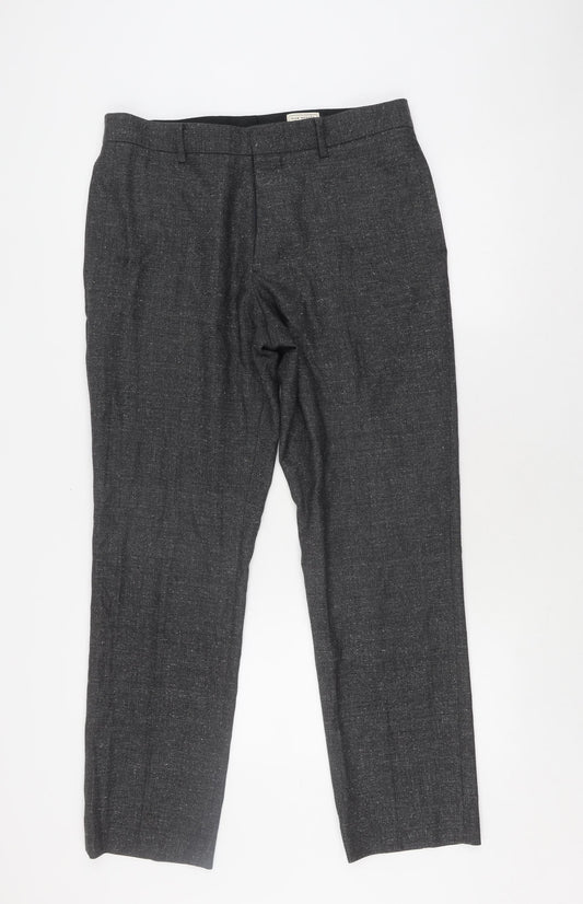 Mens UK Size 32 Club Monaco Classic Fit Formal Black Trousers