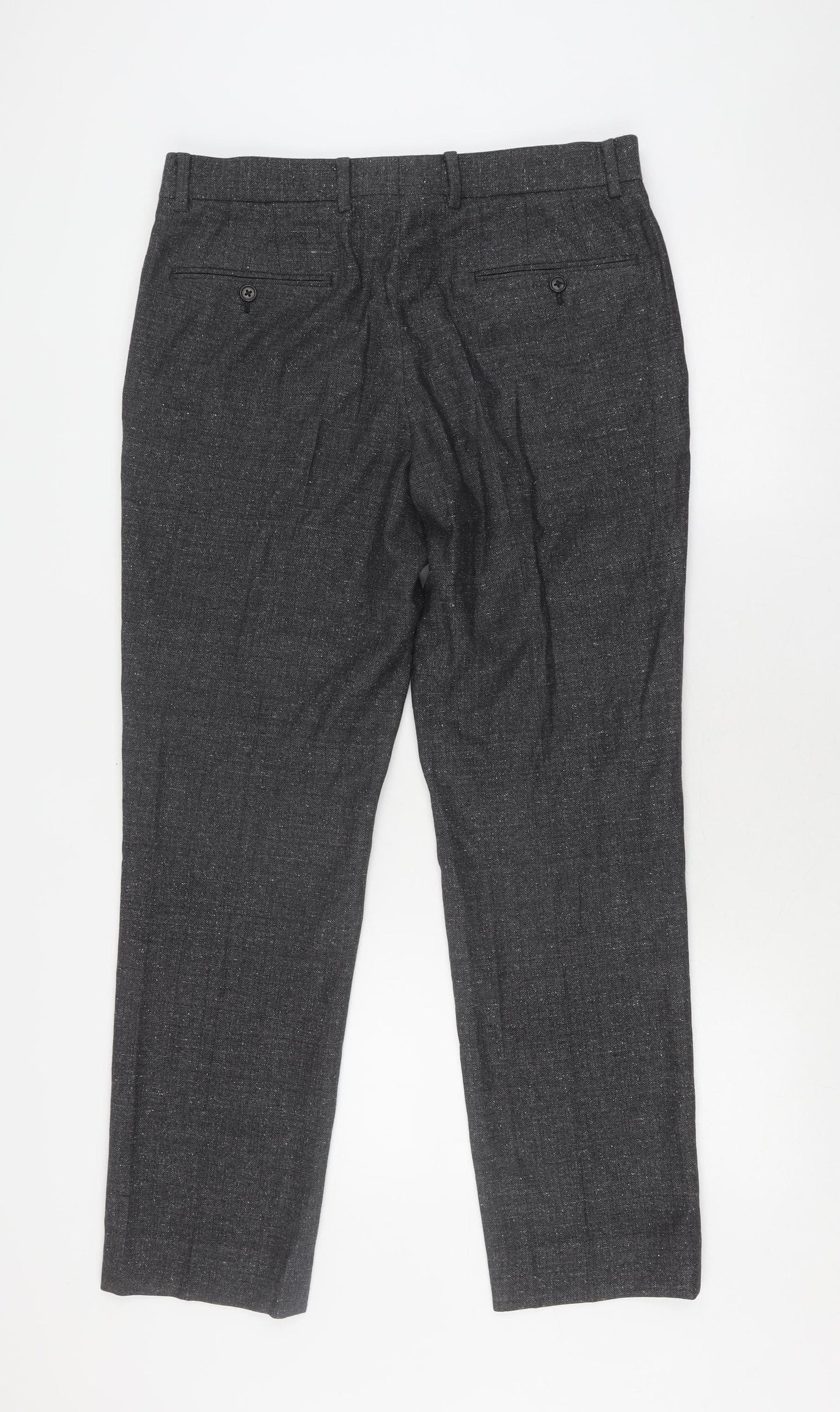 Mens UK Size 32 Club Monaco Classic Fit Formal Black Trousers