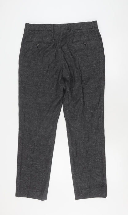 Mens UK Size 32 Club Monaco Classic Fit Formal Black Trousers