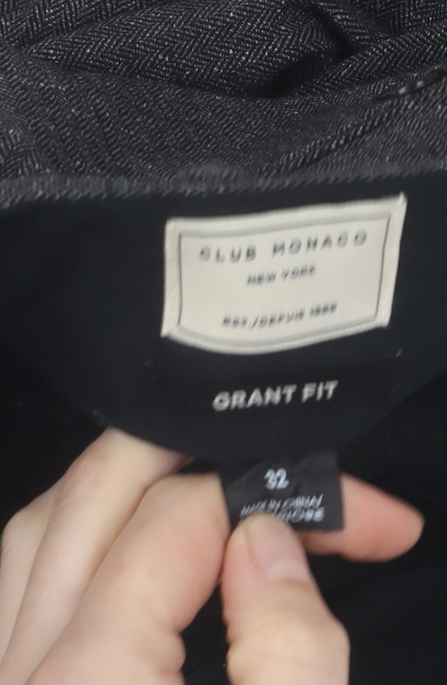Mens UK Size 32 Club Monaco Classic Fit Formal Black Trousers