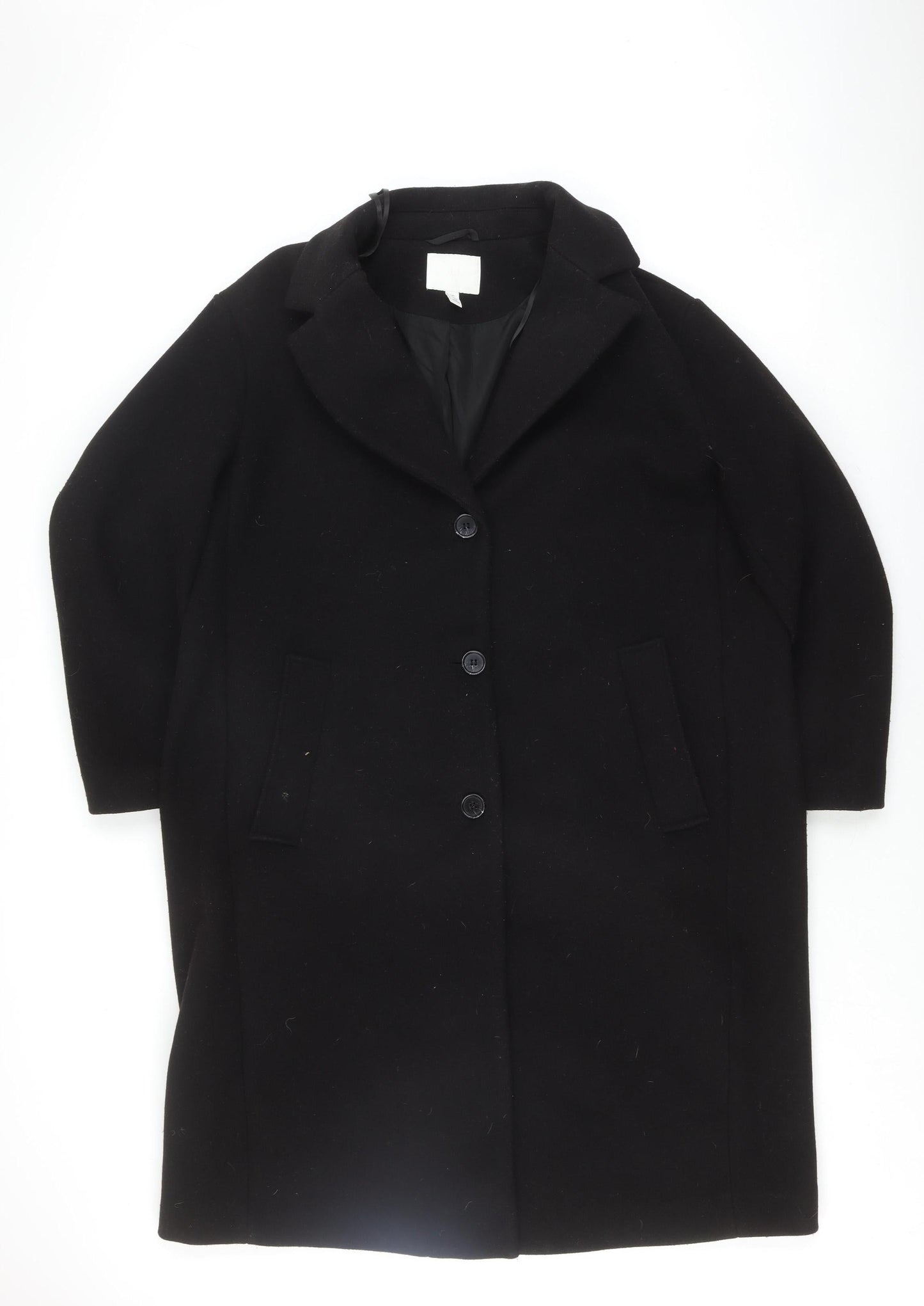 Womens UK Size L H&M Black Overcoat
