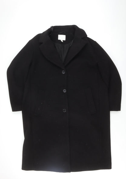 Womens UK Size L H&M Black Overcoat