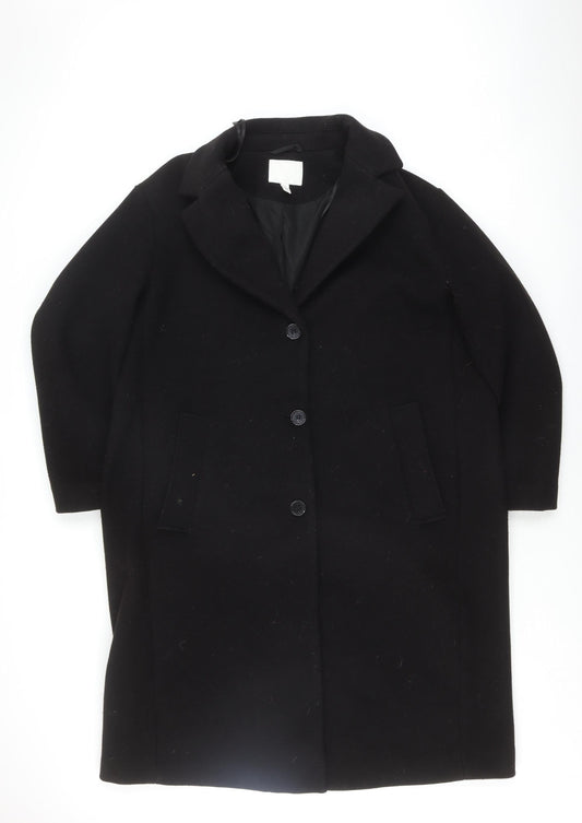 Womens UK Size L H&M Black Overcoat