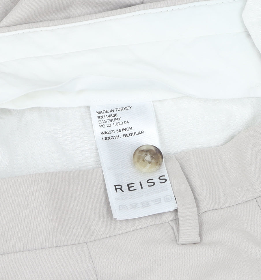 Reiss Women's Beige Straight Trousers Size 36 - Business Casual