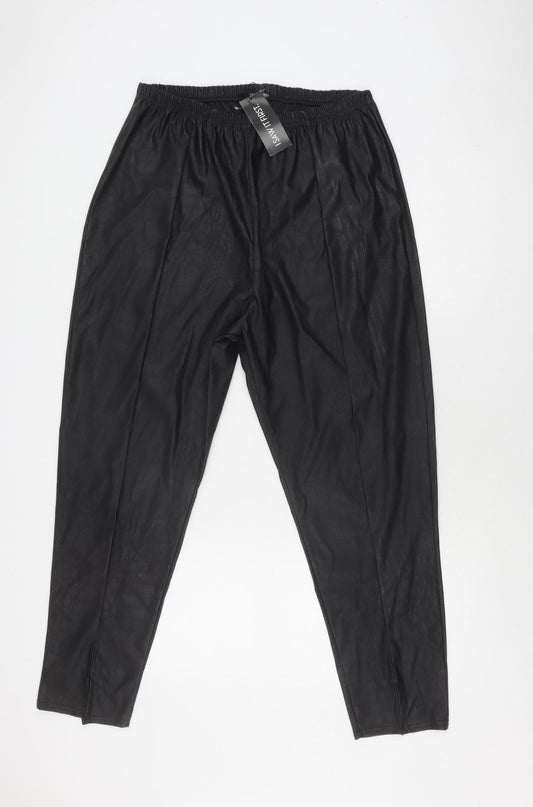 Womens UK Size L I SAW IT FIRST Regular Fit Casual Black Trousers