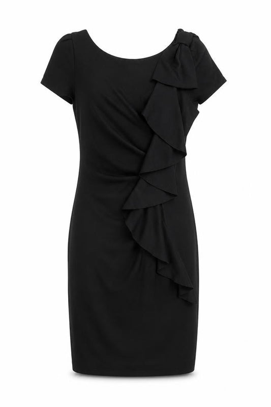 Front view of Red Herring Women's Black Sheath Dress, size 8, Party