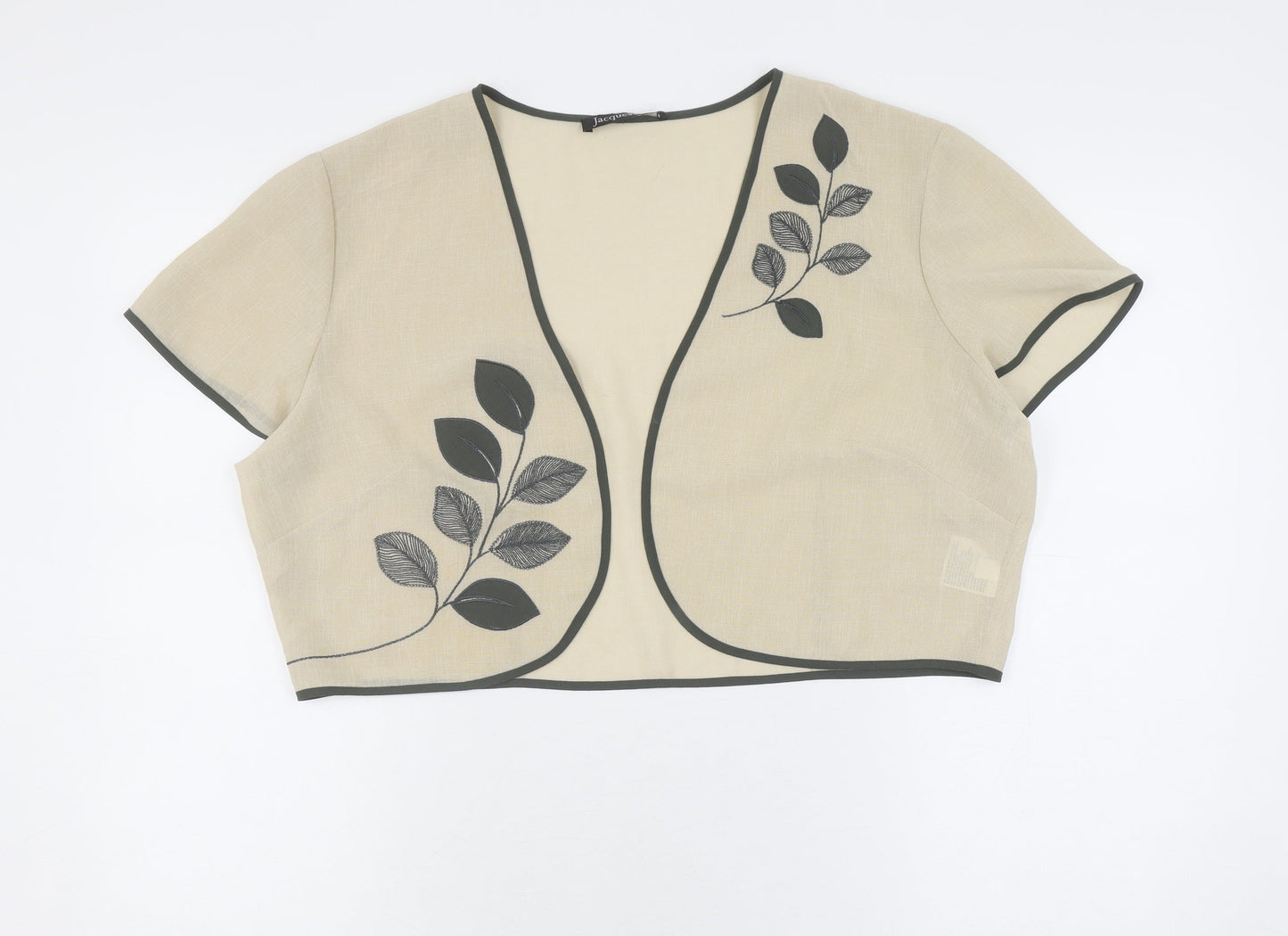 Jacques Vert Women's Beige Cropped Blouse with Embroidery