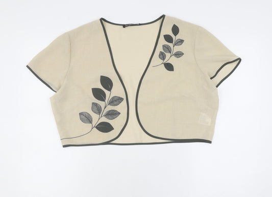 Jacques Vert Women's Beige Cropped Blouse with Embroidery