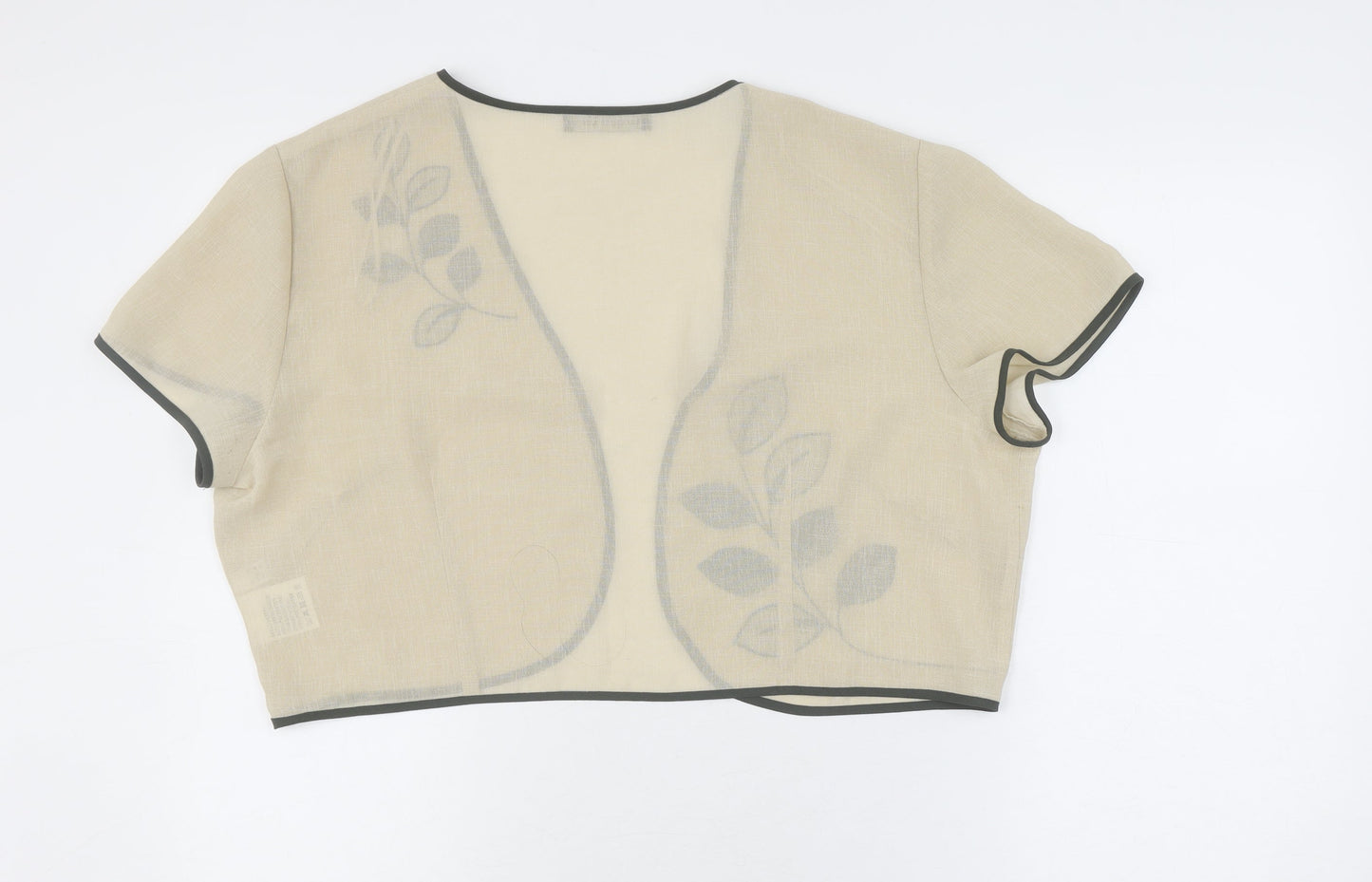 Jacques Vert Women's Beige Cropped Blouse with Embroidery