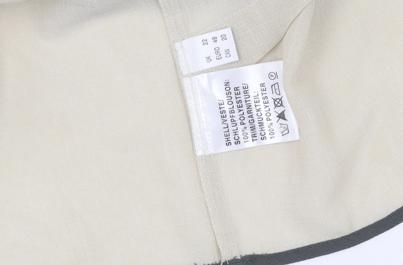 Jacques Vert Women's Beige Cropped Blouse with Embroidery