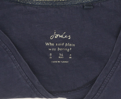 Womens UK Size 8 UK Joules Blue Basic T-Shirt