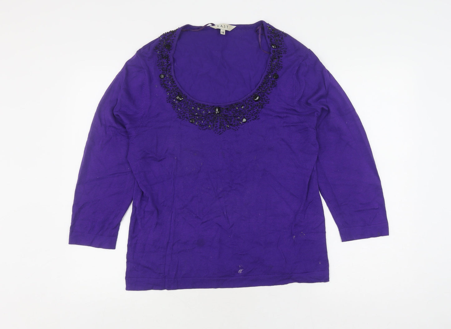 East Women’s Purple Beaded Pullover Jumper Size 18