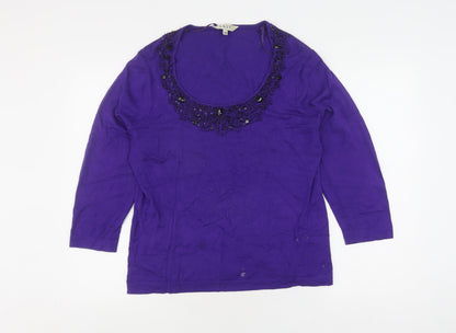 East Women’s Purple Beaded Pullover Jumper Size 18