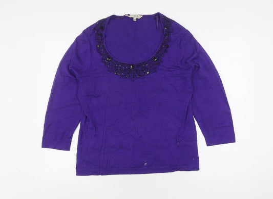East Women’s Purple Beaded Pullover Jumper Size 18