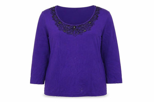 East Women’s Purple Beaded Pullover Jumper Size 18