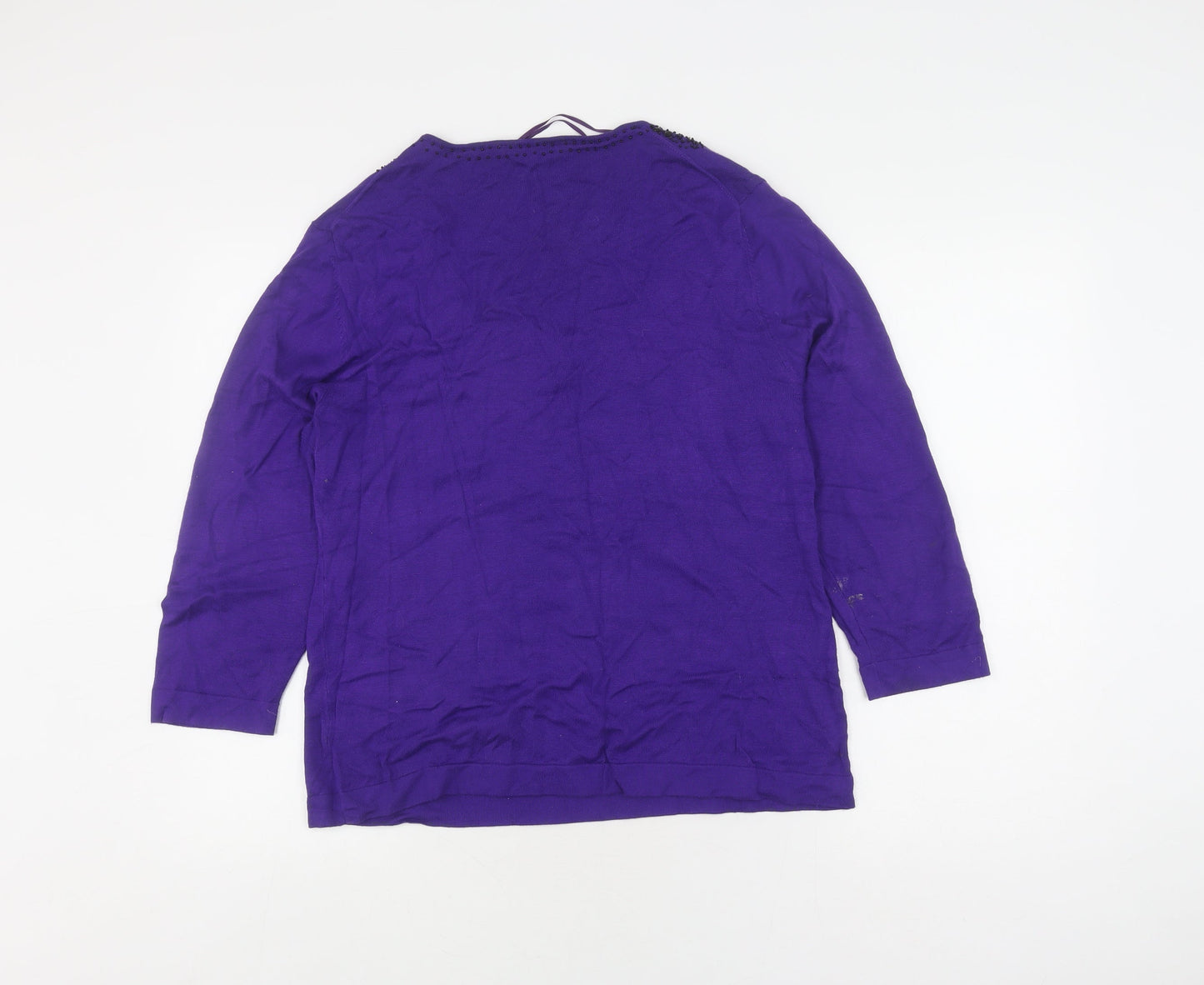 East Women’s Purple Beaded Pullover Jumper Size 18