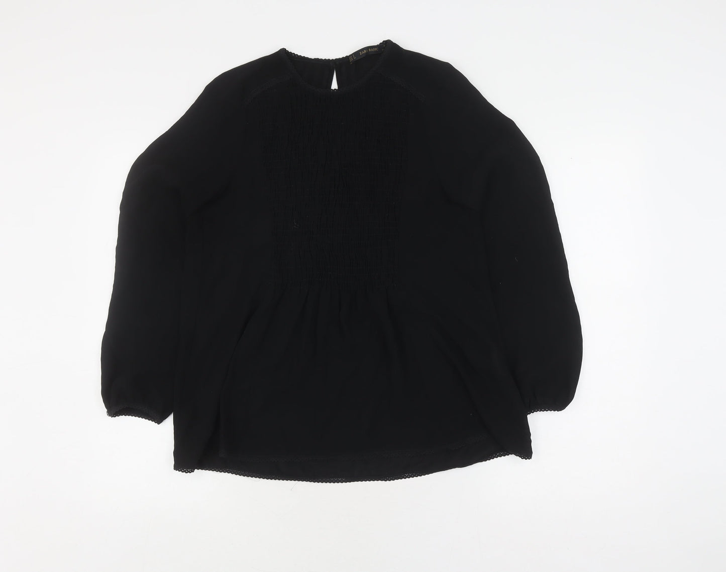 Womens UK Size S Zara Black Basic Blouse