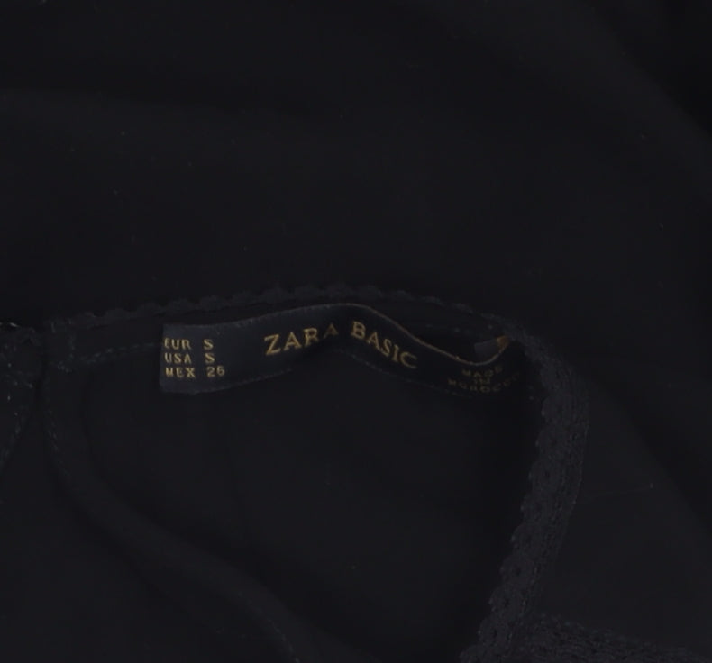 Womens UK Size S Zara Black Basic Blouse