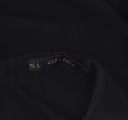 Womens UK Size S Zara Black Basic Blouse