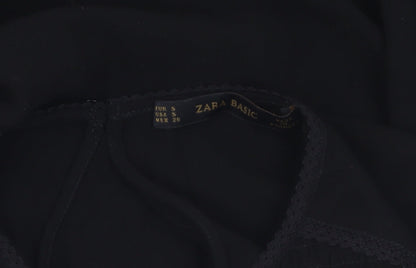 Womens UK Size S Zara Black Basic Blouse
