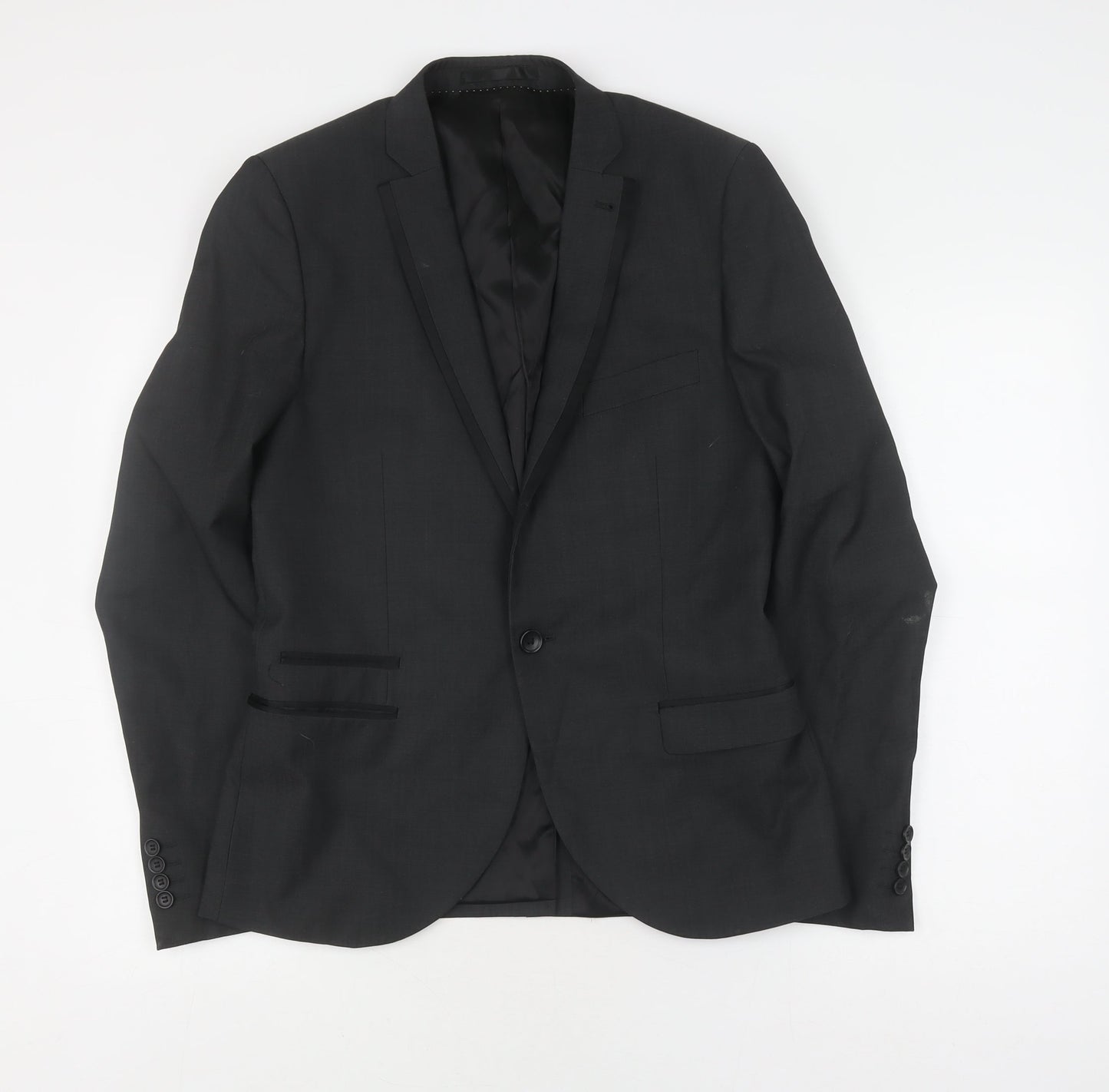 Mens UK Size 38 Topman Regular Black Suit Jacket