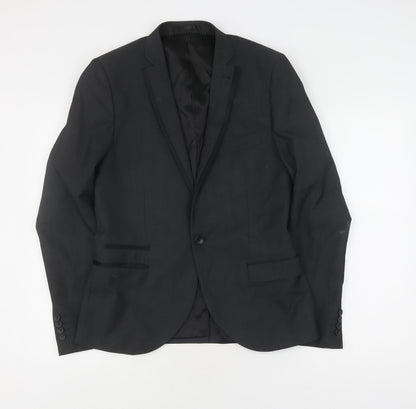 Mens UK Size 38 Topman Regular Black Suit Jacket