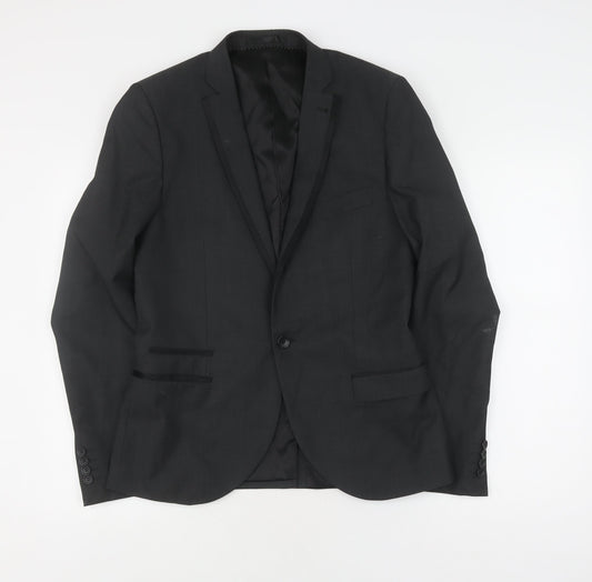 Mens UK Size 38 Topman Regular Black Suit Jacket