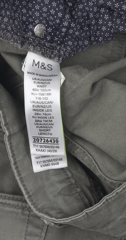 Unisex Adultss UK Size 40 Marks and Spencer Relaxed Fit Casual Workwear Green Tr