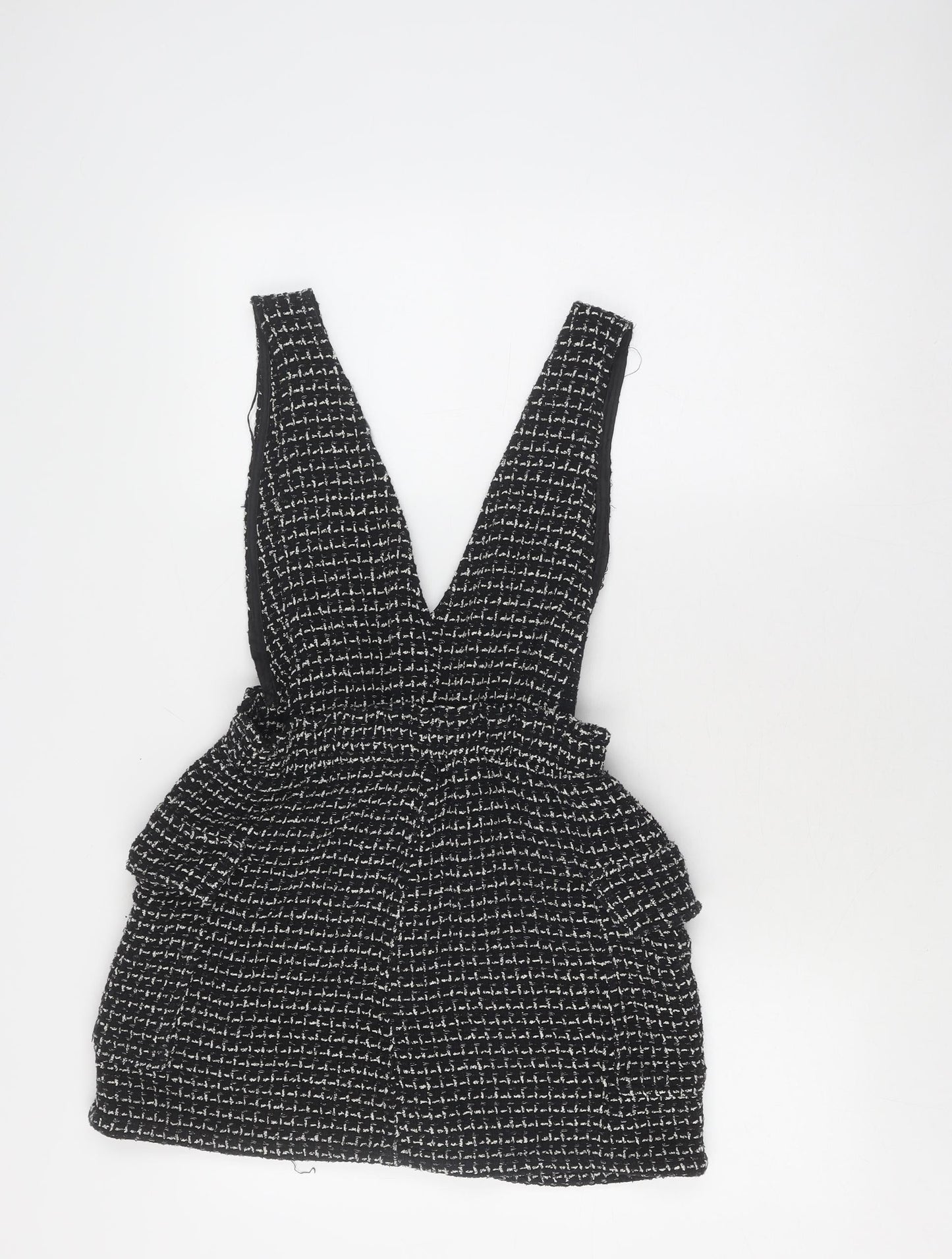 Zara Women’s Black Tweed Dungaree, Size 8