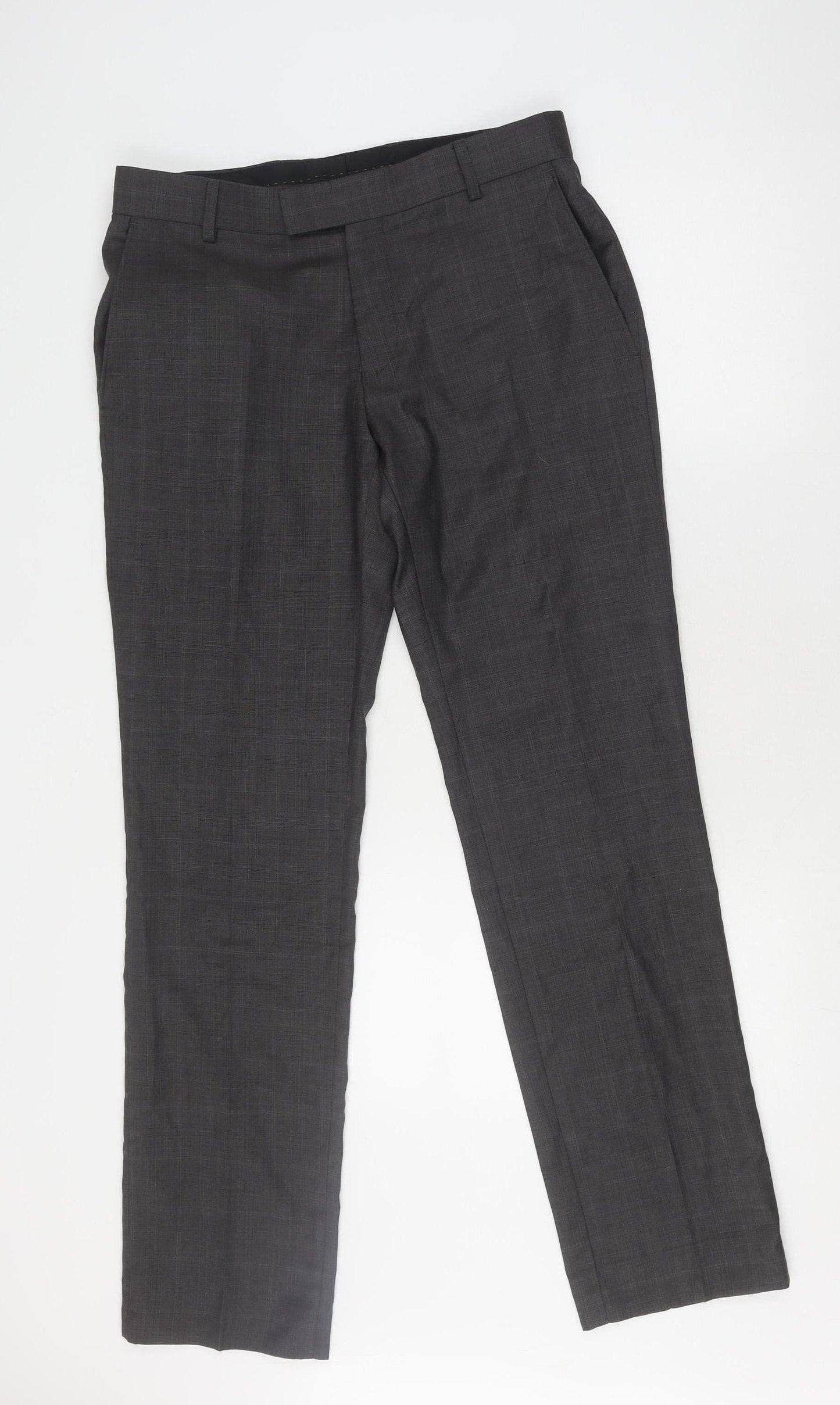 Racing Green Men's Grey Dress Pants 32 Check