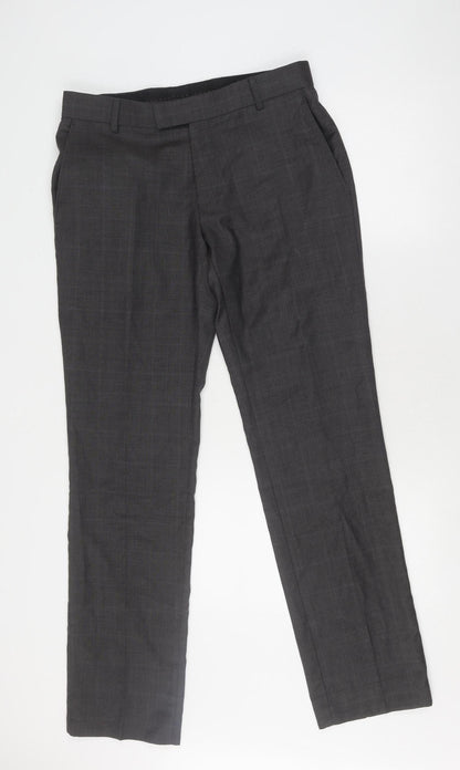 Racing Green Men's Grey Dress Pants 32 Check