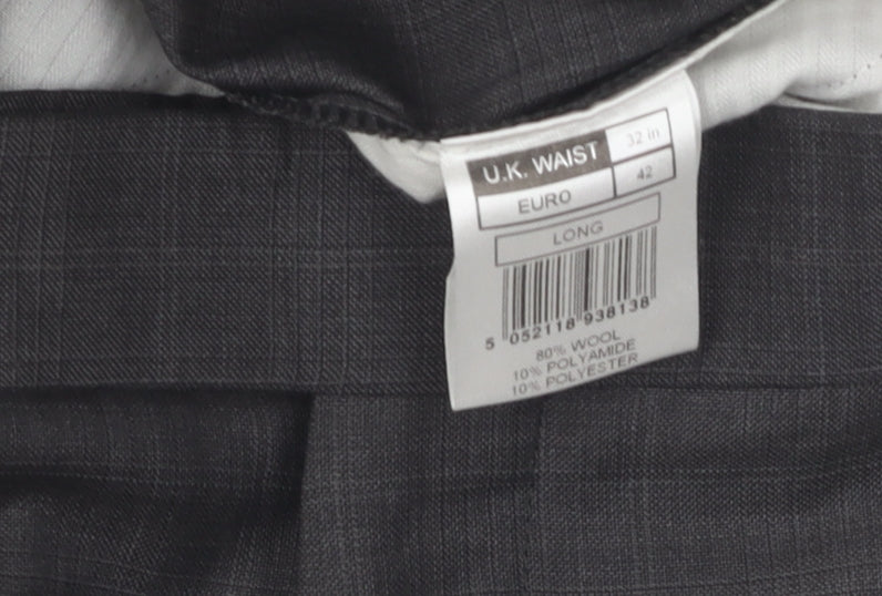 Racing Green Men's Grey Dress Pants 32 Check