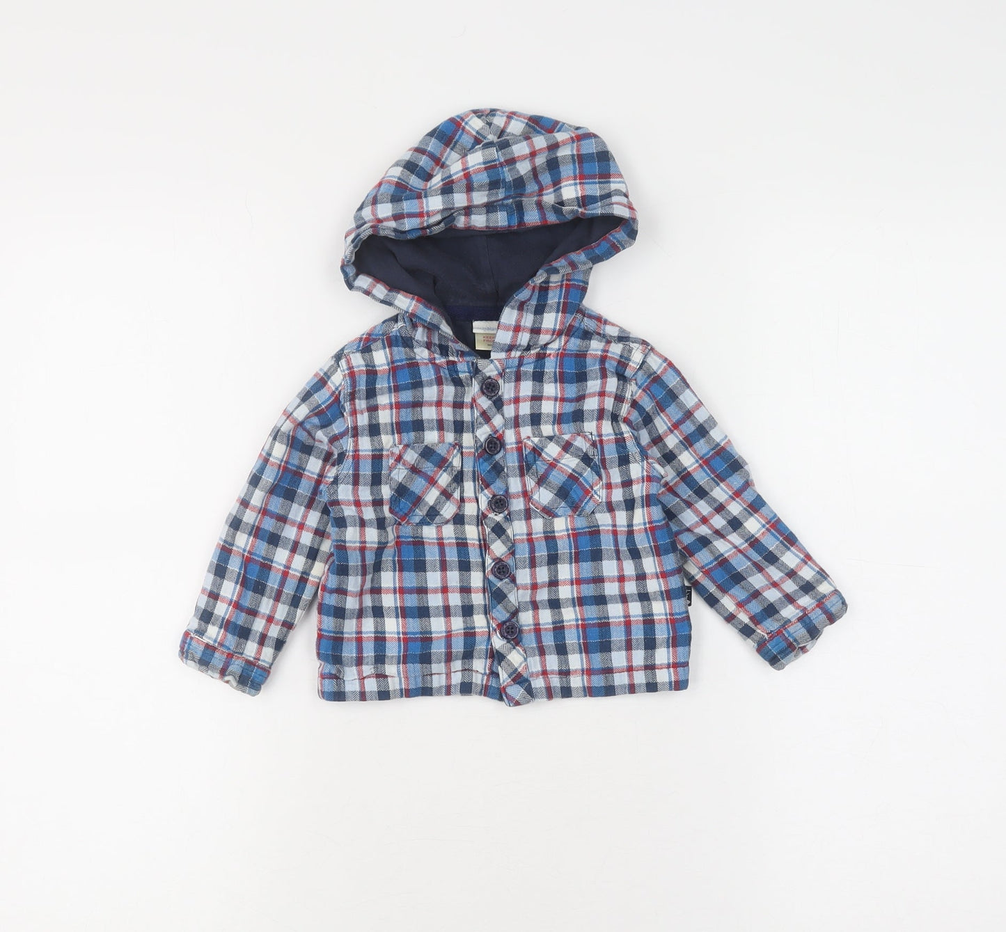 JoJo Maman Bébé Boys Plaid Shirt Jacket 6-12M Multicoloured