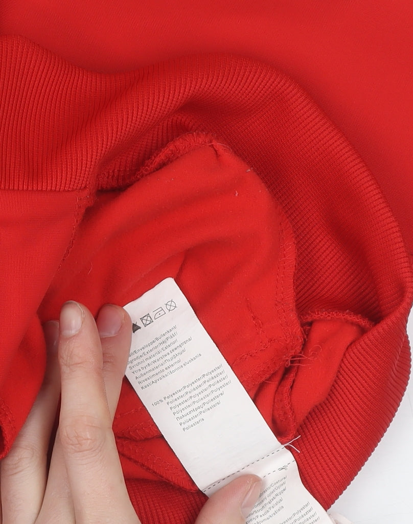 Brand and care label for Sondico Men's Red Track Jacket, size S