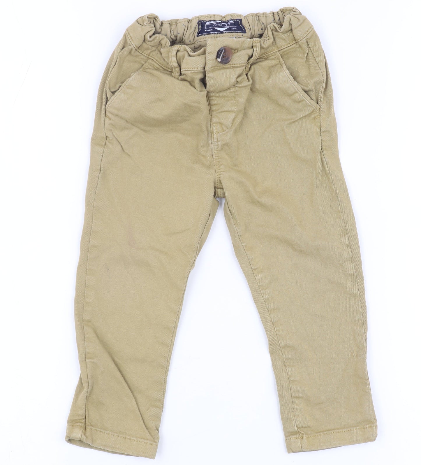 Next Boys Beige Chino Trousers 9 Months Elastic Waist Casual