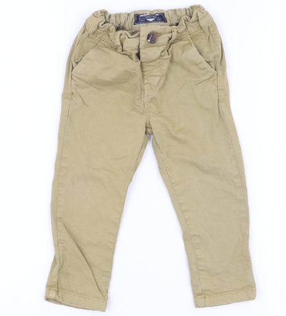 Next Boys Beige Chino Trousers 9 Months Elastic Waist Casual