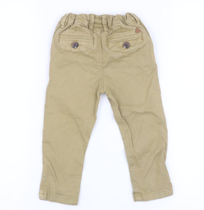 Next Boys Beige Chino Trousers 9 Months Elastic Waist Casual